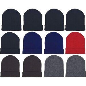 12 Pack Winter Beanie Hats for Men Women, Warm Cozy Knitted Cuffed Skull Cap